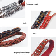 Pet Leather Dog Collar Leash For Large Dog Leather Dog Traction Drag Tow Rope Chain Pet Dog Supplies Accessories Prevent Runaway