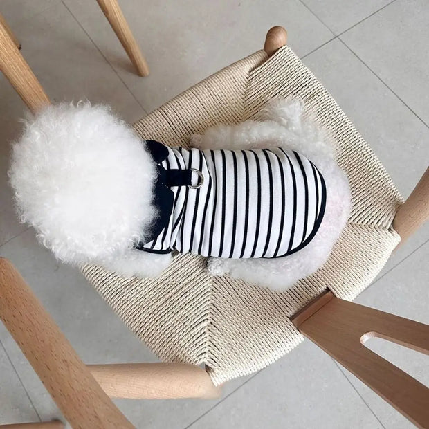 Pet Couple Outfits Cute Dog Striped T-shirts Breathable Thin Design Pet Skirt Soft Cat Lapel Dresses Spring Summer