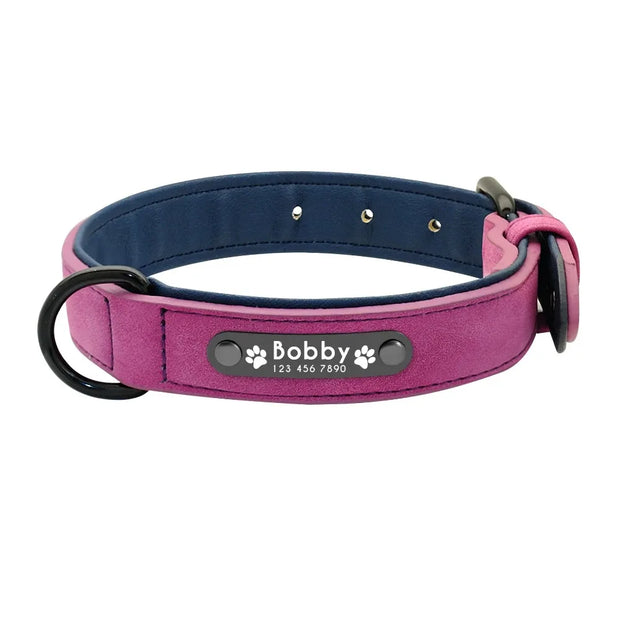 Custom Text name Leather Dog Collar Personalized Name ID Tags  Dog Collars For Small Medium Large Dogs Pitbull Bulldog Beagle