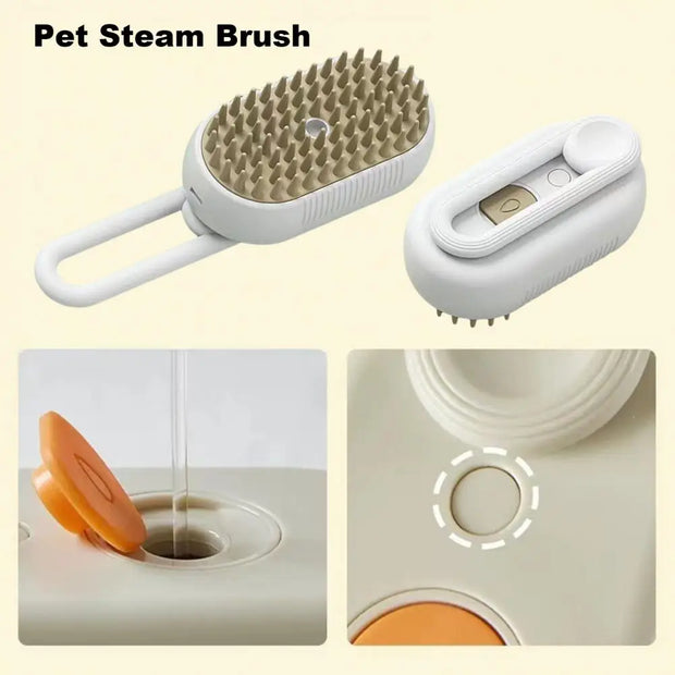 4-in-1 Pet Steam Brush for Shedding with Mist Spray And Handle Dog Spa Grooming Comb Steaming Hair Brush for Dogs And Cats