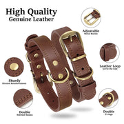 Durable Leather Dog Collar Real Leather Dog Collars Adjustable For Medium Large Dogs German Shepherd Training Hunting Brown