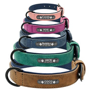 Custom Text name Leather Dog Collar Personalized Name ID Tags  Dog Collars For Small Medium Large Dogs Pitbull Bulldog Beagle