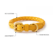 PU Leather Alloy Dog Collar Durable Fashion Knitted Traction Rope for Medium Dogs Outdoor Walking Accessories
