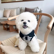 Pet Couple Outfits Cute Dog Striped T-shirts Breathable Thin Design Pet Skirt Soft Cat Lapel Dresses Spring Summer