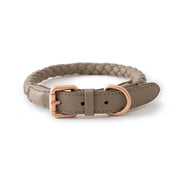 PU Leather Alloy Dog Collar Durable Fashion Knitted Traction Rope for Medium Dogs Outdoor Walking Accessories