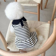 Pet Couple Outfits Cute Dog Striped T-shirts Breathable Thin Design Pet Skirt Soft Cat Lapel Dresses Spring Summer
