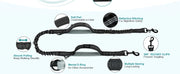 Hands Free Dog Leash with Pouch, Double Leash for Two Dogs, Retractable Bungee with Double Padded Handles, Dog harness