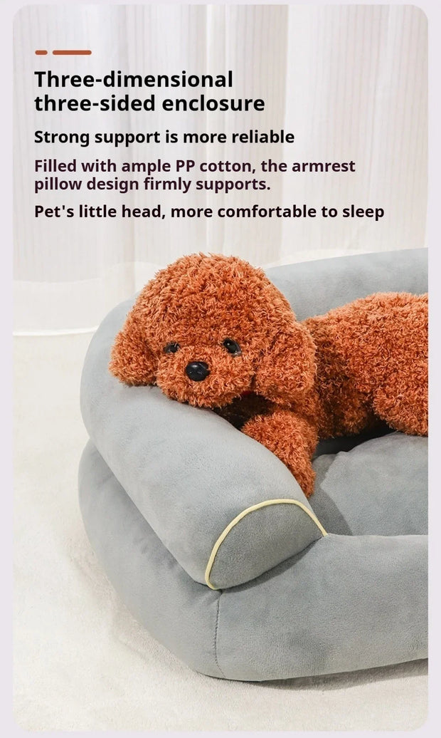 Winter Luxury Calming Dog Bed for Large Dogs Extra Large Plush Sofa Bed with Bolster Orthopedic Washable Pet Bed for Great Sleep
