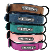 Custom Text name Leather Dog Collar Personalized Name ID Tags  Dog Collars For Small Medium Large Dogs Pitbull Bulldog Beagle