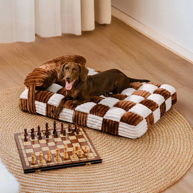 Handmade Plush Square Orthopedic Support with Pillow Large and Small Dog Beds Warm and Soft Dog Comfort Pads Pet Mattresses
