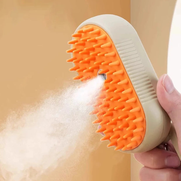 Electric Steam Grooming Brush - 3-in-1 Retractable Deshedding & Massage for Dogs/Cats, Summer Deep Clean Solution