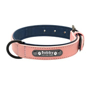 Custom Text name Leather Dog Collar Personalized Name ID Tags  Dog Collars For Small Medium Large Dogs Pitbull Bulldog Beagle