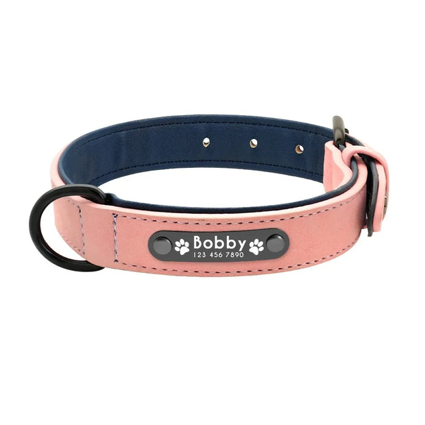 Custom Text name Leather Dog Collar Personalized Name ID Tags  Dog Collars For Small Medium Large Dogs Pitbull Bulldog Beagle