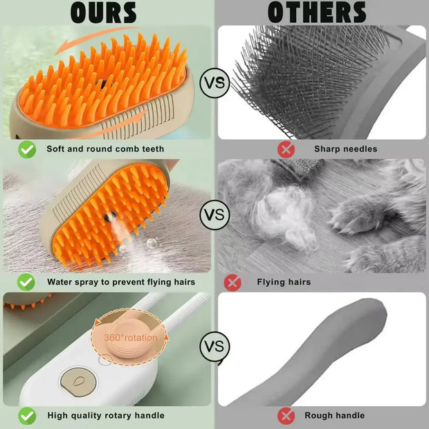 Steam Brush Cat Brush Cats Vaporizer Pet Hair Brush Remover Pets Cleaning Steamy Spray Massage Comb 3in1 Grooming Supplies