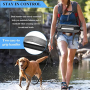 Hands Free Waist Leash for Dog Walking Running Hiking with Zipper Pouch, Adjustable Belt, Dual Padded Handles, Reflective Bungee