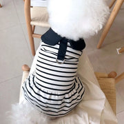 Pet Couple Outfits Cute Dog Striped T-shirts Breathable Thin Design Pet Skirt Soft Cat Lapel Dresses Spring Summer