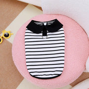 Pet Couple Outfits Cute Dog Striped T-shirts Breathable Thin Design Pet Skirt Soft Cat Lapel Dresses Spring Summer
