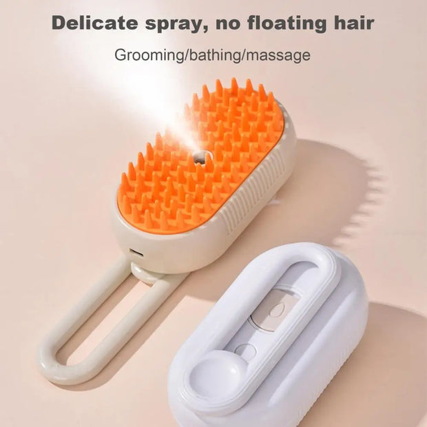 4-in-1 Pet Steam Brush for Shedding with Mist Spray And Handle Dog Spa Grooming Comb Steaming Hair Brush for Dogs And Cats