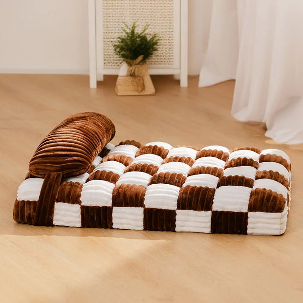 Handmade Plush Square Orthopedic Support with Pillow Large and Small Dog Beds Warm and Soft Dog Comfort Pads Pet Mattresses