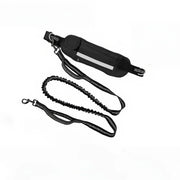 Hands Free Waist Leash for Dog Walking Running Hiking with Zipper Pouch, Adjustable Belt, Dual Padded Handles, Reflective Bungee
