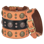 Genuine Leather Dog Collar Cool Spiked Studded Dog Collars Adjustable Pet Necklace for Medium Dogs French Bulldog Labrador