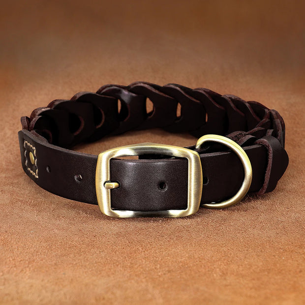 Cow Leather Dog Collar Genuine Leather Big Dog Collars Labrador Pet Collars Accessories for Medium Large Dogs German Shepherd