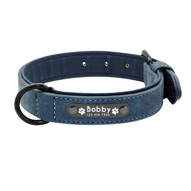 Custom Text name Leather Dog Collar Personalized Name ID Tags  Dog Collars For Small Medium Large Dogs Pitbull Bulldog Beagle
