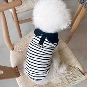 Pet Couple Outfits Cute Dog Striped T-shirts Breathable Thin Design Pet Skirt Soft Cat Lapel Dresses Spring Summer