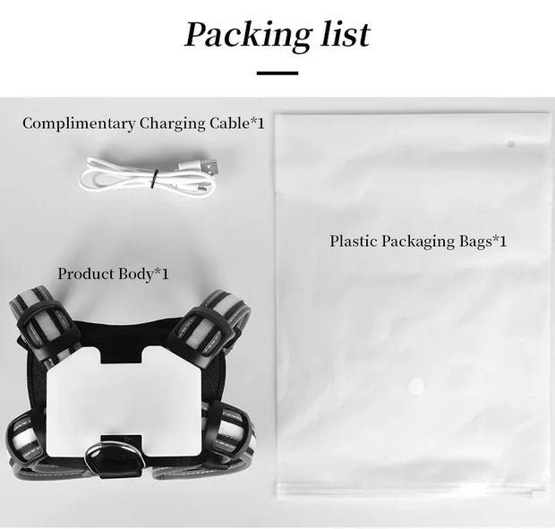 Adjustable LED Dog Harness, Rechargeable, Flashing, Waterproof, Night Anti-Lost, Light Harness, Luminous Dog Collar