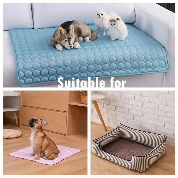 Pet Cooling Mat for Dogs,Dog Self Cooling Pad, Ice Silk Self Cooling Mat Sleep Pad Foldable Summer Cool Mat Blanket for Cats