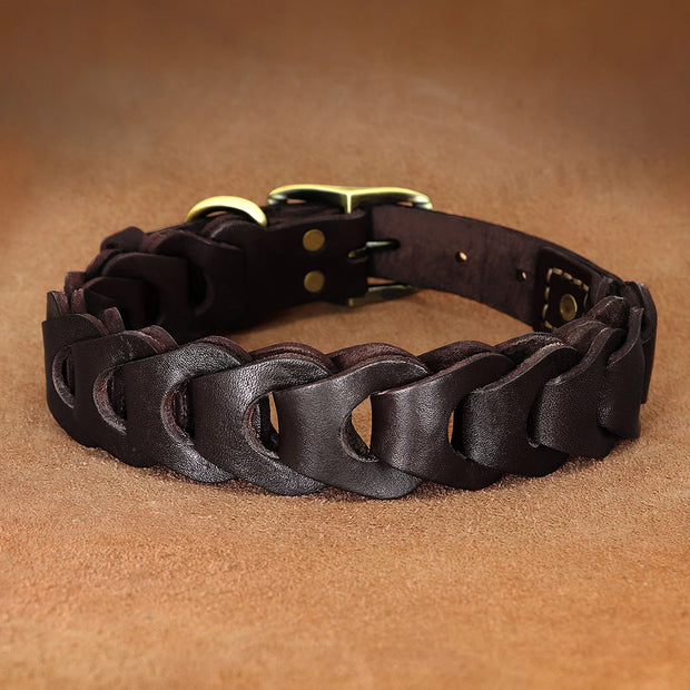 Cow Leather Dog Collar Genuine Leather Big Dog Collars Labrador Pet Collars Accessories for Medium Large Dogs German Shepherd