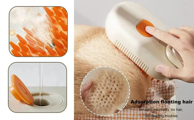 4-in-1 Pet Steam Brush for Shedding with Mist Spray And Handle Dog Spa Grooming Comb Steaming Hair Brush for Dogs And Cats