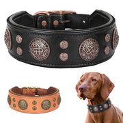 Genuine Leather Dog Collar Cool Spiked Studded Dog Collars Adjustable Pet Necklace for Medium Dogs French Bulldog Labrador