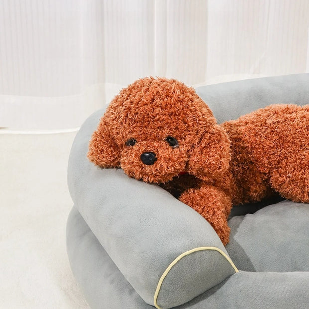 Winter Luxury Calming Dog Bed for Large Dogs Extra Large Plush Sofa Bed with Bolster Orthopedic Washable Pet Bed for Great Sleep