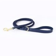 PU Leather Alloy Dog Collar Durable Fashion Knitted Traction Rope for Medium Dogs Outdoor Walking Accessories