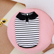 Pet Couple Outfits Cute Dog Striped T-shirts Breathable Thin Design Pet Skirt Soft Cat Lapel Dresses Spring Summer