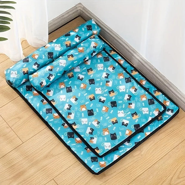 Pet Dog Pillow Cooling Mat Pad Summer Dogs Cats Ice Silk Cooling Blanket Cushion Pet Accessories