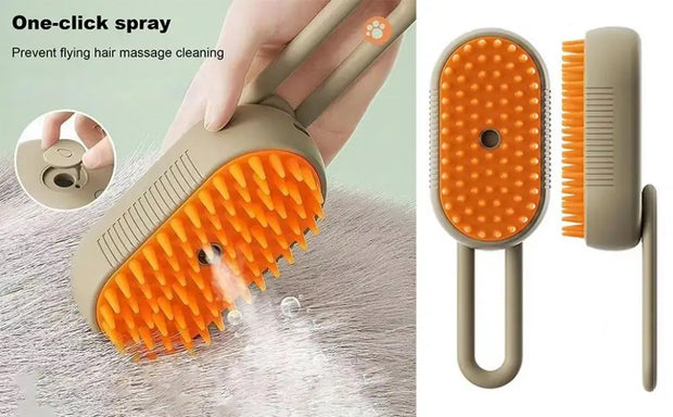 4-in-1 Pet Steam Brush for Shedding with Mist Spray And Handle Dog Spa Grooming Comb Steaming Hair Brush for Dogs And Cats