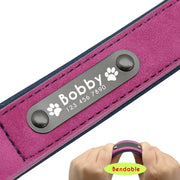 Custom Text name Leather Dog Collar Personalized Name ID Tags  Dog Collars For Small Medium Large Dogs Pitbull Bulldog Beagle