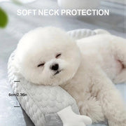 Pet Cooling Pad with L Shaped Pillow and Two Cute Eyes Pattern for Dogs and Cats Washable Ice Cooling Mat Summer Comfort Design