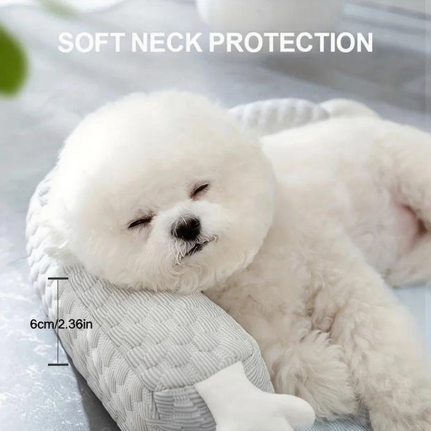 Pet Cooling Pad with L Shaped Pillow and Two Cute Eyes Pattern for Dogs and Cats Washable Ice Cooling Mat Summer Comfort Design