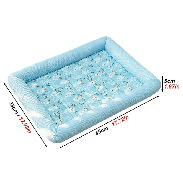 1 PC Summer Pet Cooling Pad Breathable Non-Slip Square Dog Nest for Pet Small Cats Dogs Print Summer Cooling Comfort Pet Bed Pad