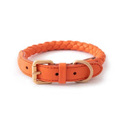 PU Leather Alloy Dog Collar Durable Fashion Knitted Traction Rope for Medium Dogs Outdoor Walking Accessories
