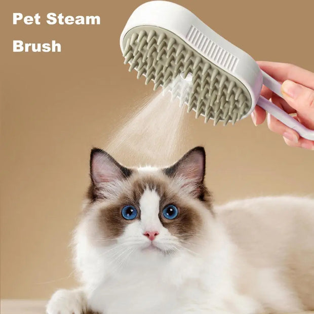 4-in-1 Pet Steam Brush for Shedding with Mist Spray And Handle Dog Spa Grooming Comb Steaming Hair Brush for Dogs And Cats