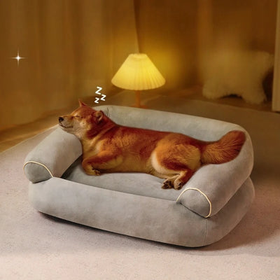 Winter Luxury Calming Dog Bed for Large Dogs Extra Large Plush Sofa Bed with Bolster Orthopedic Washable Pet Bed for Great Sleep
