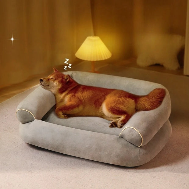 Winter Luxury Calming Dog Bed for Large Dogs Extra Large Plush Sofa Bed with Bolster Orthopedic Washable Pet Bed for Great Sleep