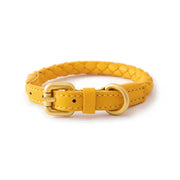 PU Leather Alloy Dog Collar Durable Fashion Knitted Traction Rope for Medium Dogs Outdoor Walking Accessories