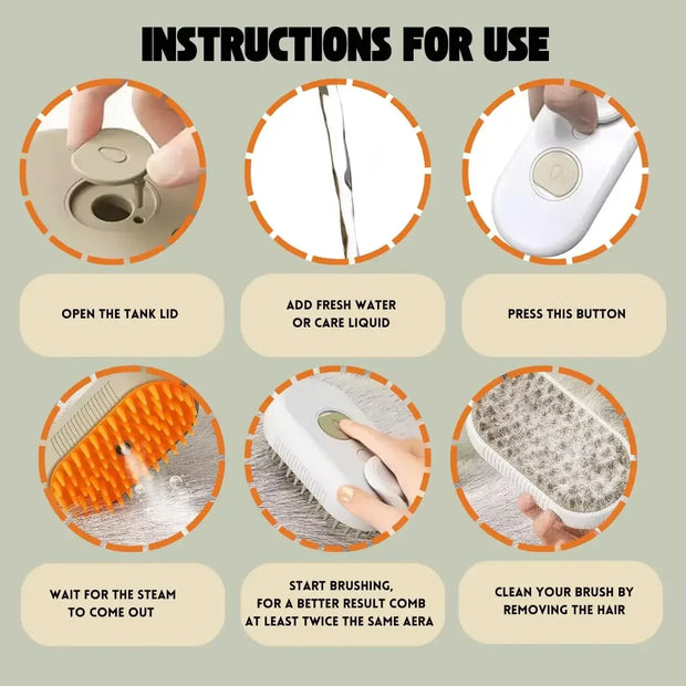 Steam Brush Cat Brush Cats Vaporizer Pet Hair Brush Remover Pets Cleaning Steamy Spray Massage Comb 3in1 Grooming Supplies