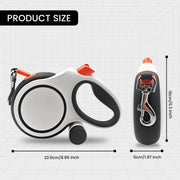 26-foot retractable dog leash, with a portable garbage bag holder attached, pet dog walking leash
