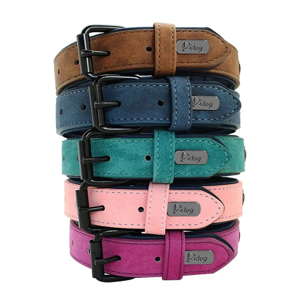 Custom Text name Leather Dog Collar Personalized Name ID Tags  Dog Collars For Small Medium Large Dogs Pitbull Bulldog Beagle